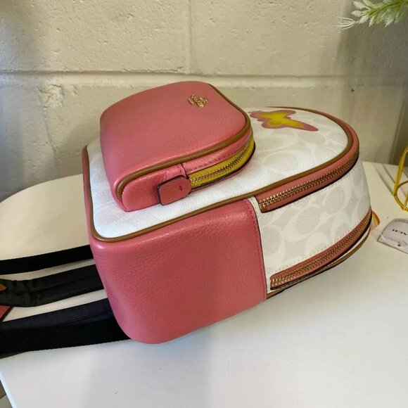 Coach C8257 Mini Court Backpack In Signature Canvas In Chalk/Taffy Multi - Picture 8 of 10